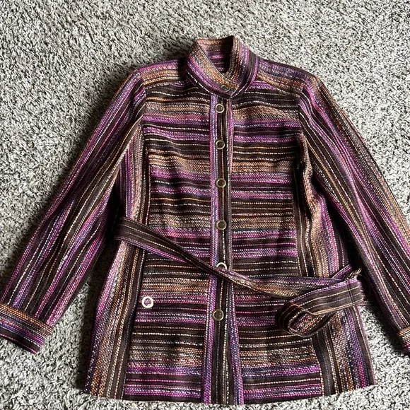 Etcetera Henry Tweed Jacket Brown Pink Orange Coat Jacket Size 8 - Picture 2 of 13